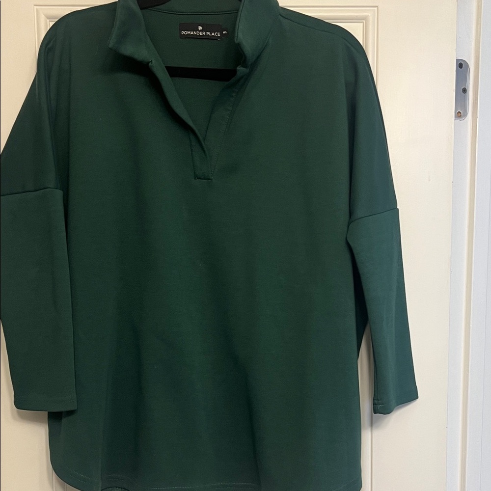 Pomander Place Tuckernuck Forest Green Casual tunic Shirt. Size M/L. Like new!